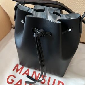 Mansur Gabriel Mini Bucket Bag in Black/Silver
